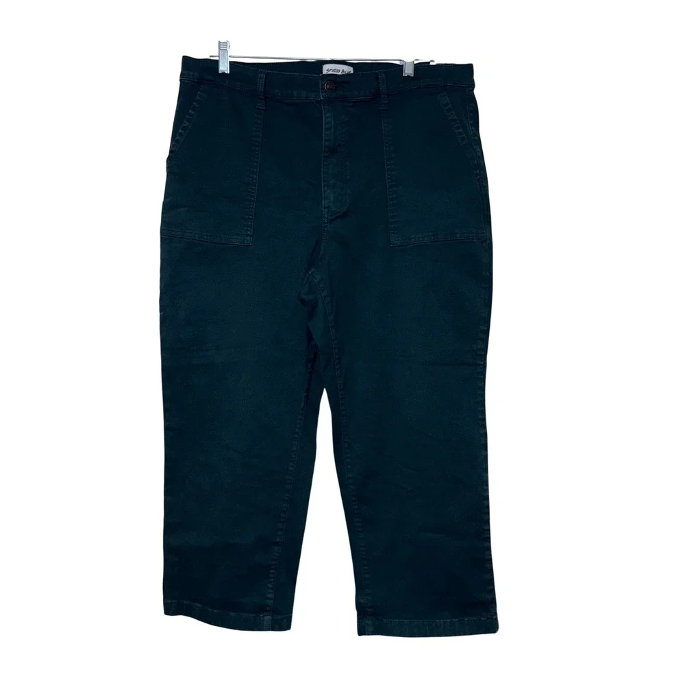 Studio Blue Wide Leg Utility Pants Womens 18W Green Cotton Blend - Picture 1 of 3